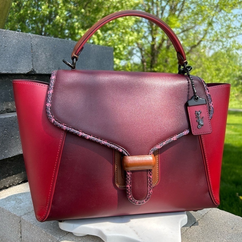 Coach 1941 Courier Carryall Color block Apple Red, Burgundy, Brown, 701 NWT - Picture 16 of 16